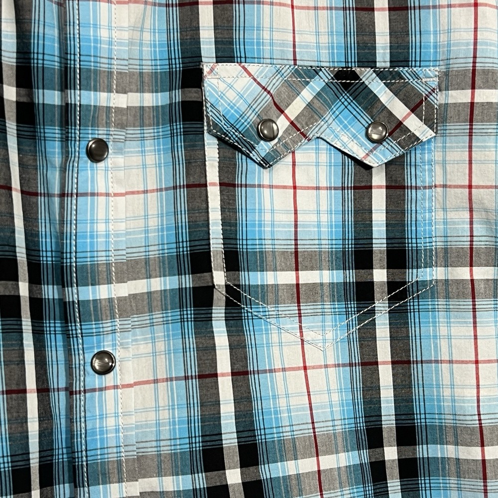 Cody James Western Short Sleeve Pearl Snap Plaid Shirt Multicolor Men Size XL - Picture 8 of 10